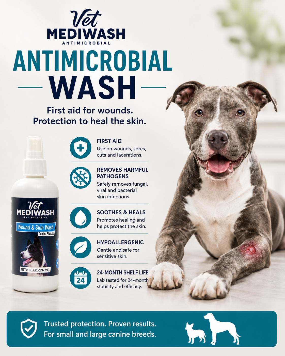 All-Purpose Canine Skin & Wound Care WASH, FDA Cleared